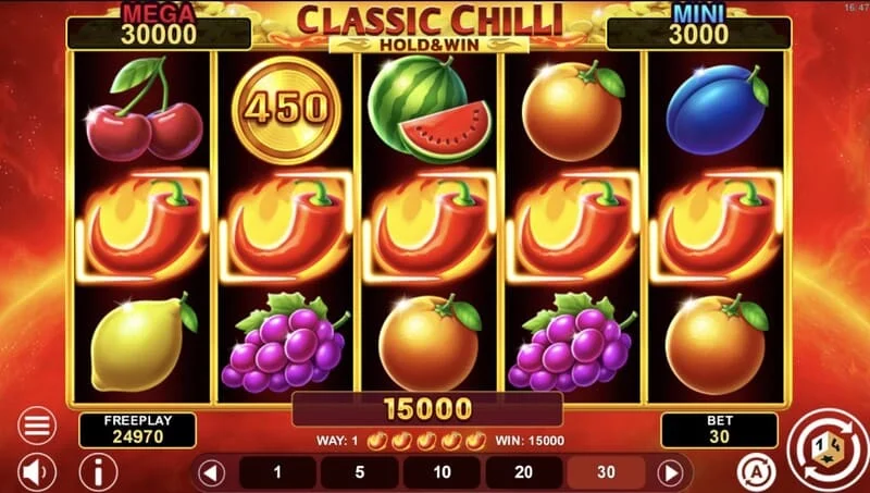 Classic Chilli Hold & Win – fiksuotas Jackpot ant simbolio